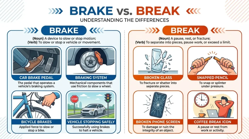 Brake or Break Explained : Key Differences