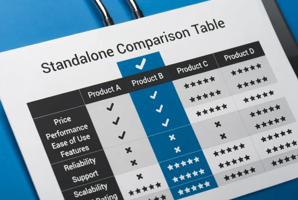 standalone comparison table