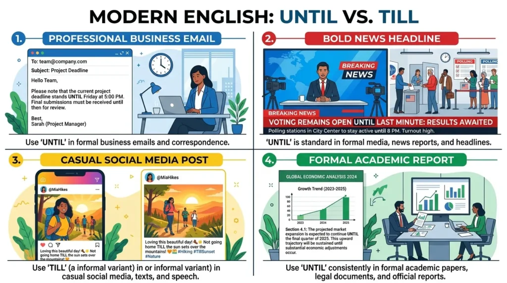 Until or Till in Real World Examples