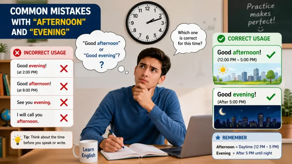 Common Mistakes with Afternoon or Evening