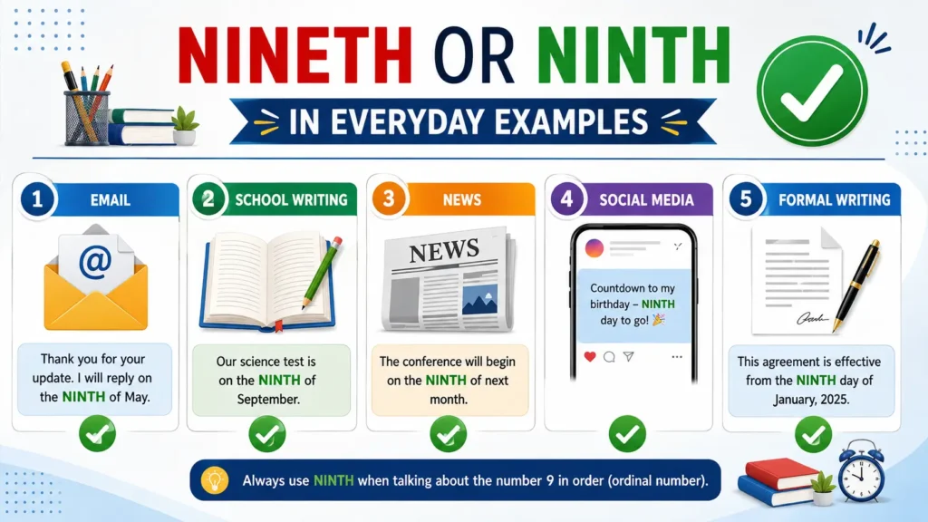 Nineth or Ninth in Everyday Examples