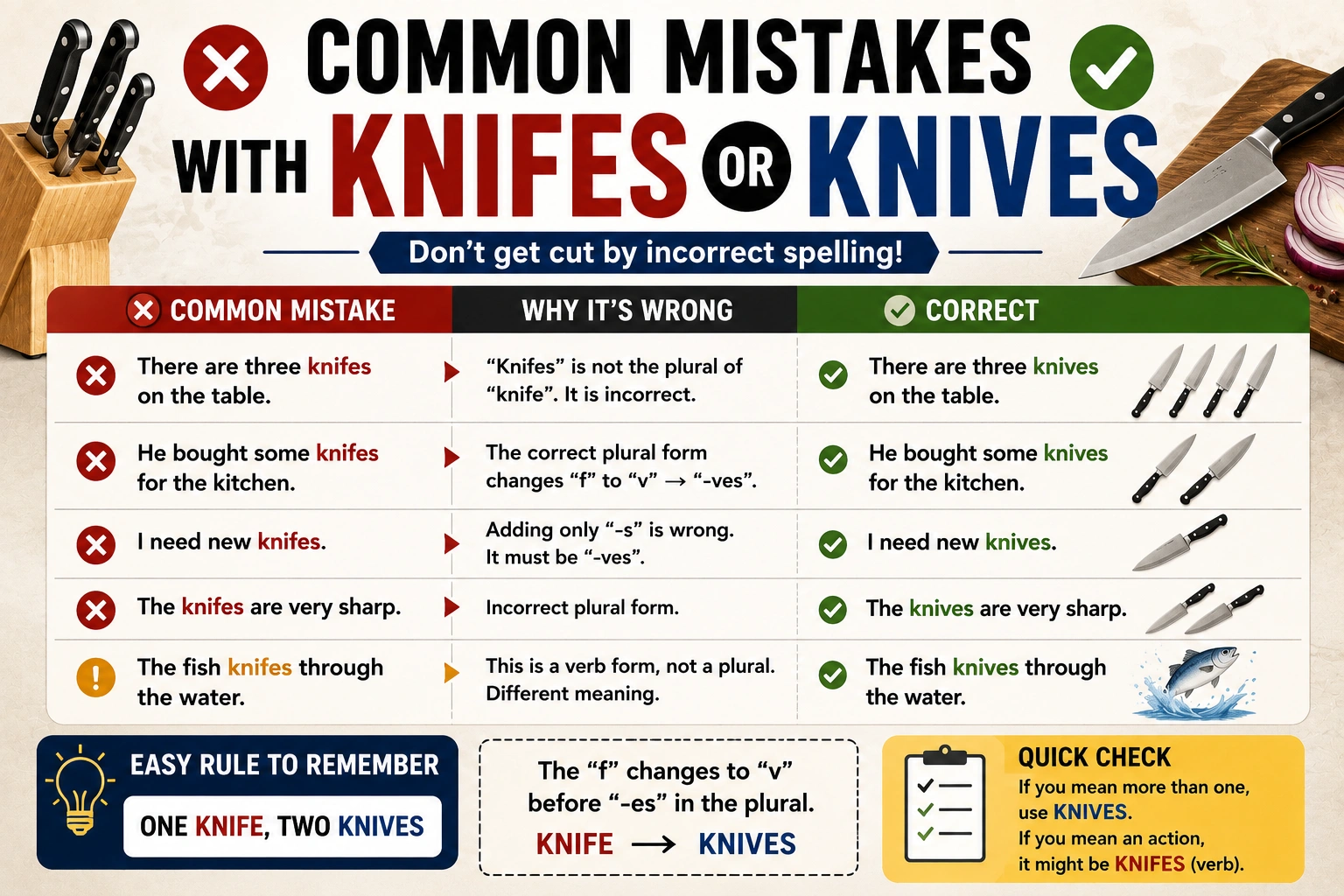 Common Mistakes with Knifes or Knives