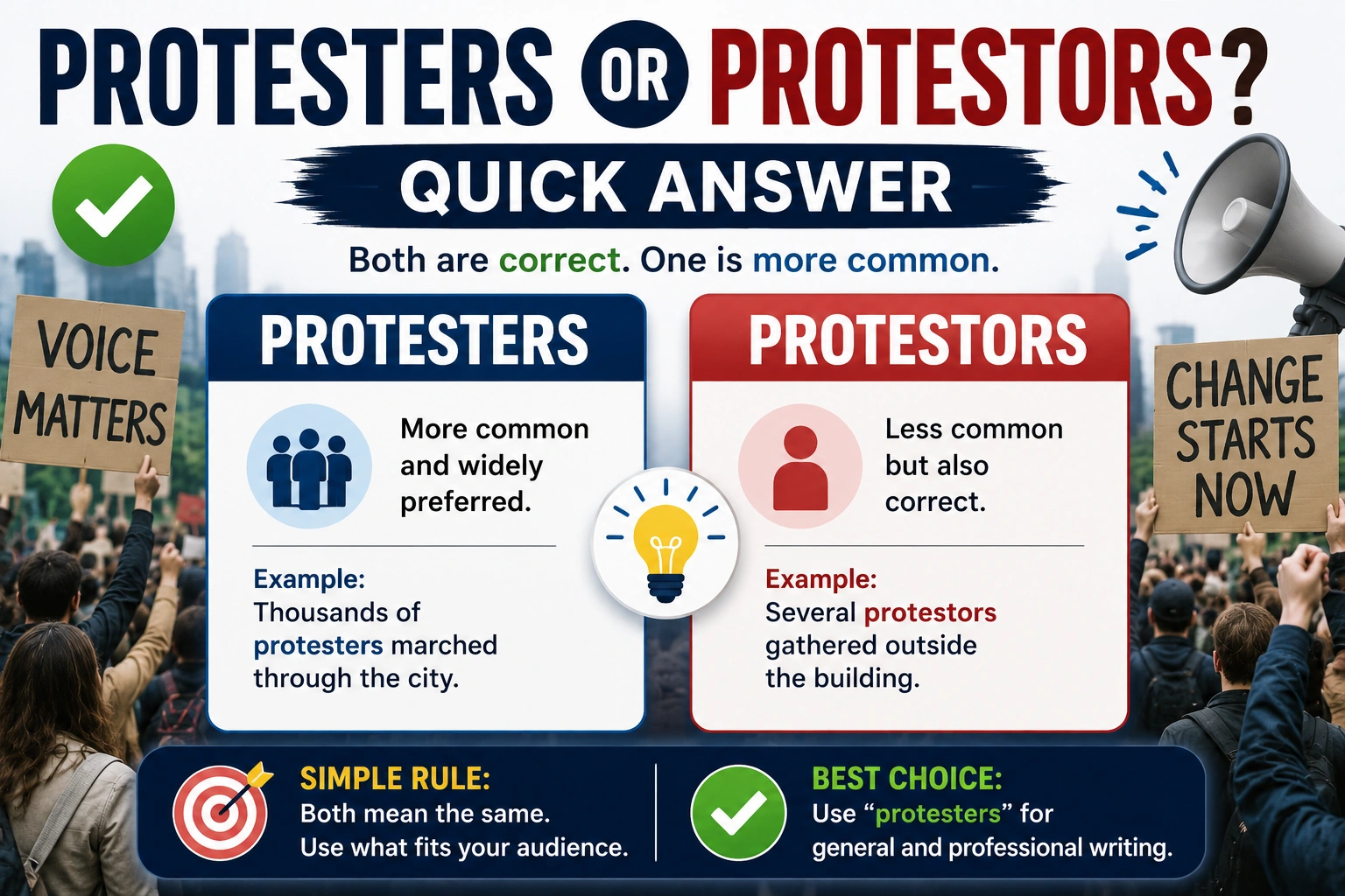 Protesters or Protestors – Quick Answer