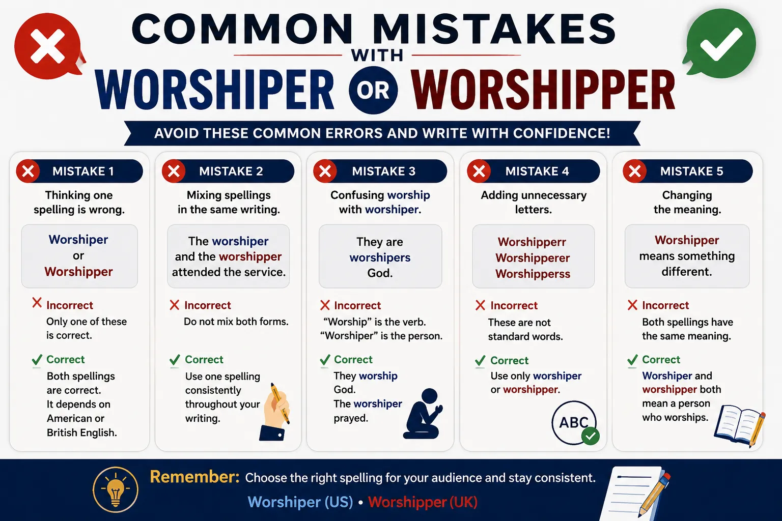 Common Mistakes with Worshiper or Worshipper