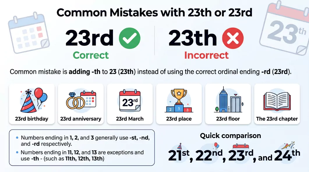 Common Mistakes with 23th or 23rd