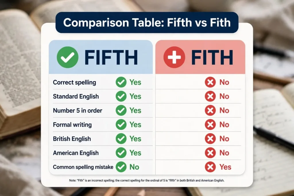Comparison Table: Fifth vs Fith
