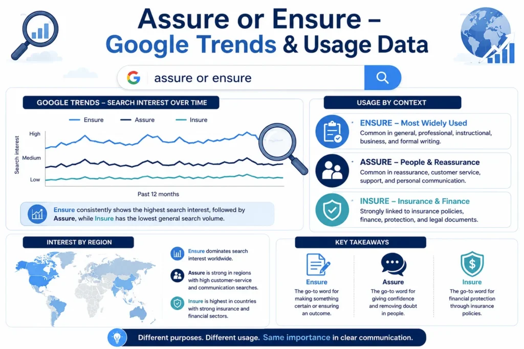 Assure or Ensure Google Trends & Usage Data