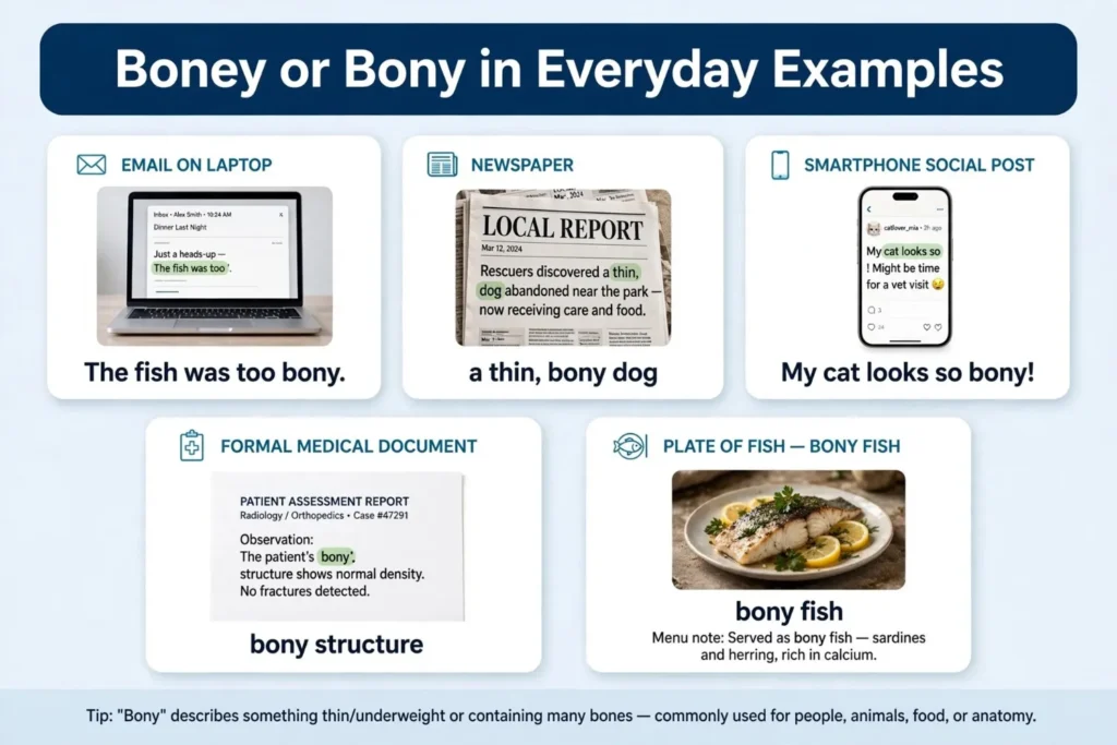 Boney or Bony in Everyday Examples
