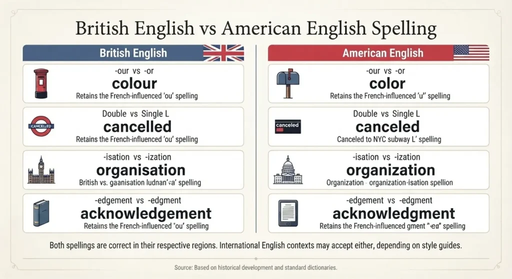 British English vs American English Spelling