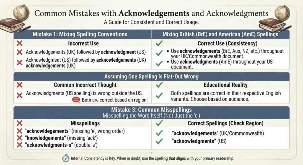 Common Mistakes with Acknowledgements and Acknowledgments