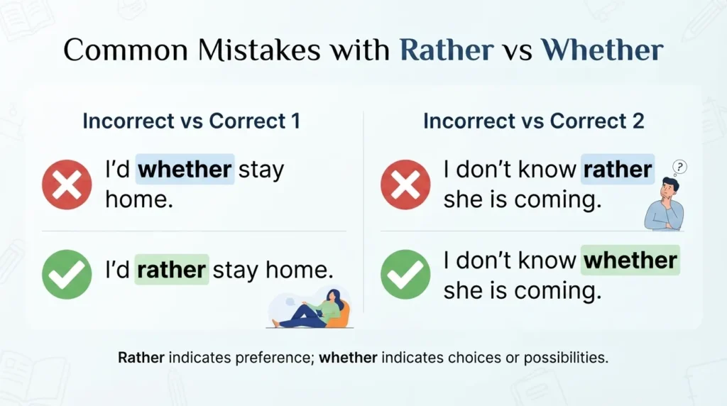 Common Mistakes with Rather vs Whether