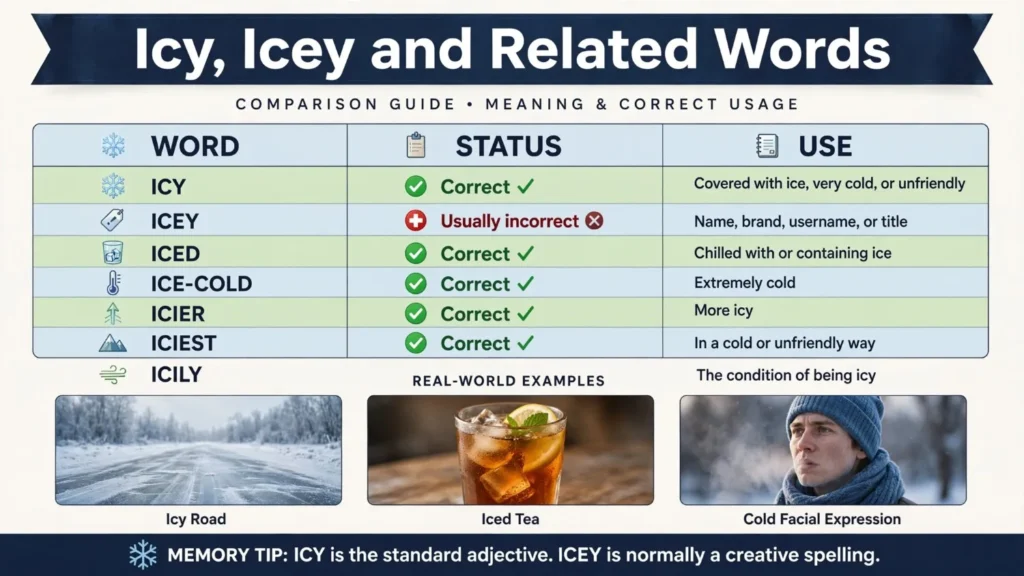 Icy or Icey – Comparison Table