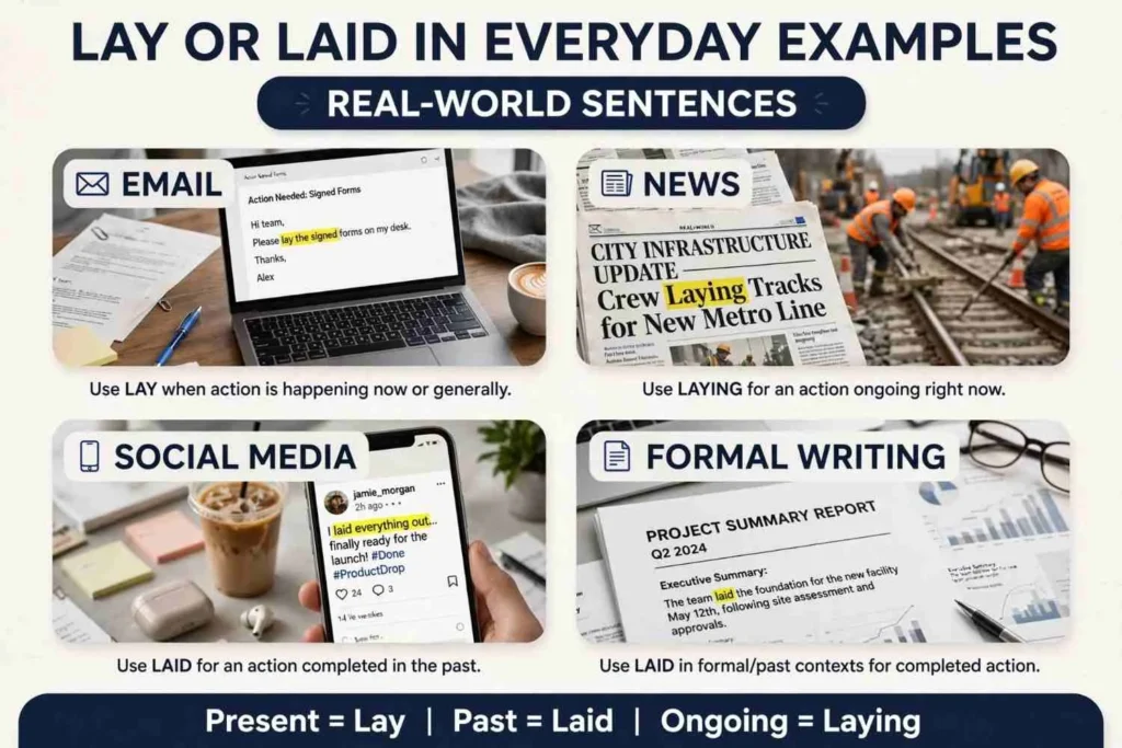 Lay or Laid in Everyday Examples