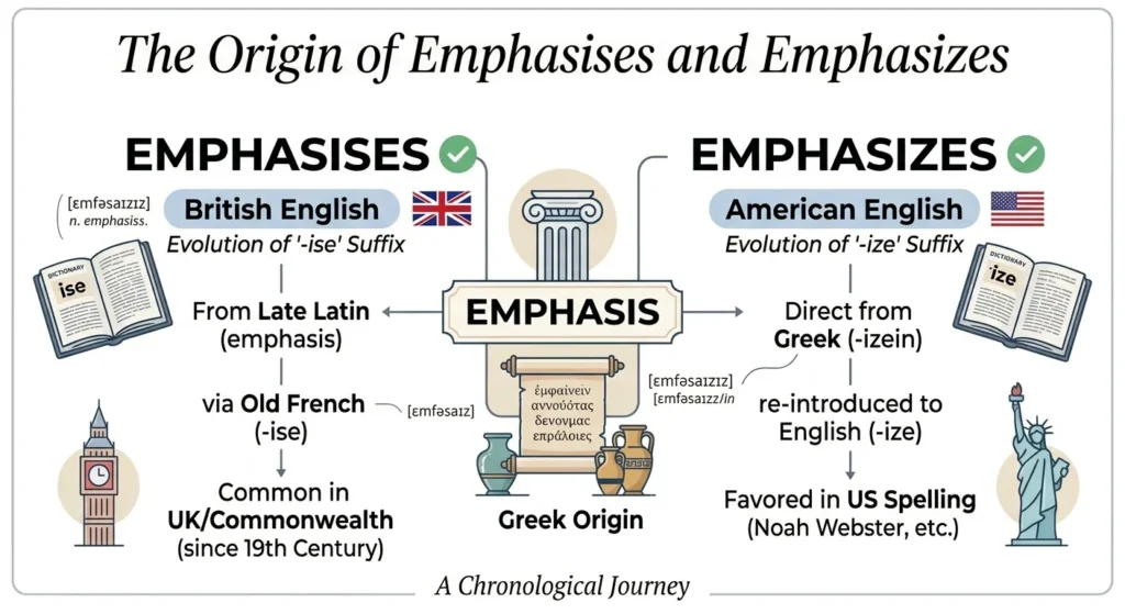 The Origin of Emphasises or Emphasizes