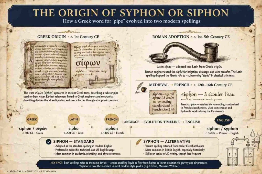 The Origin of Syphon or Siphon