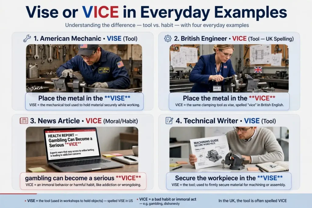 Vise or Vice in Everyday Examples