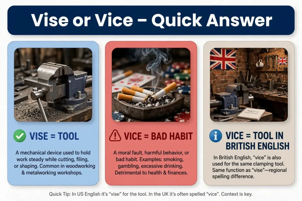 Vise or Vice – Quick Answer
